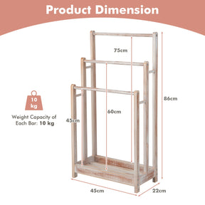 Freestanding Wood Towel Rack with Bottom Storage Shelf for Bathroom