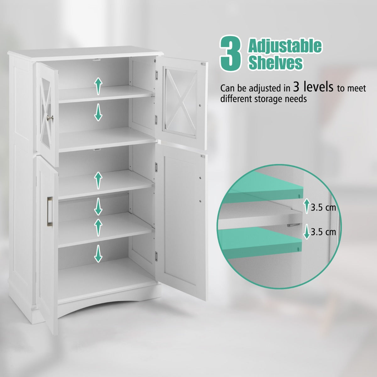 Bathroom Storage Cabinet with Adjustable Shelves for Bathroom