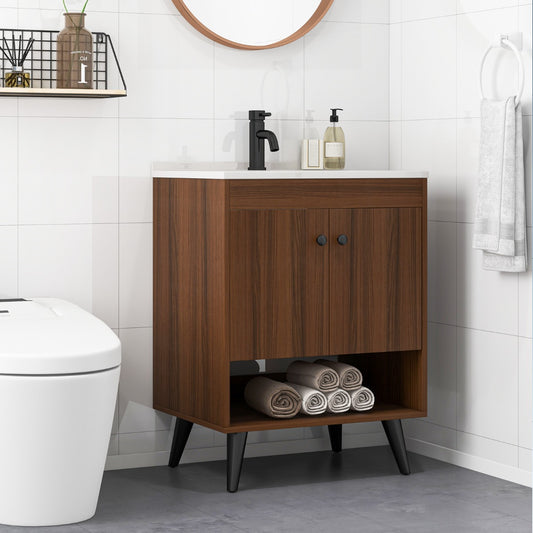 Bathroom Vanity Sink Combo with Doors and Open Shelf