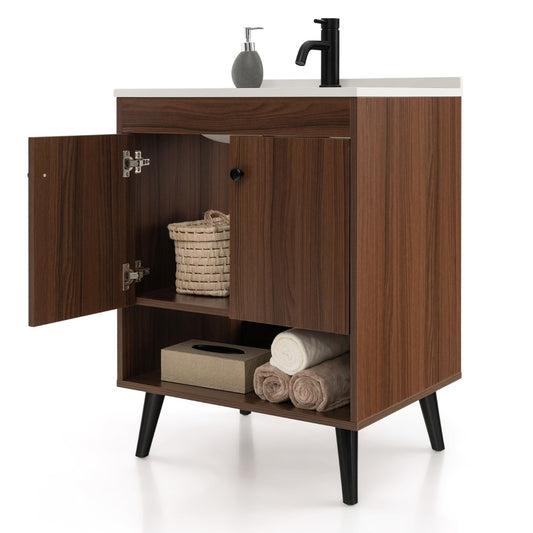 Bathroom Vanity Sink Combo with Doors and Open Shelf