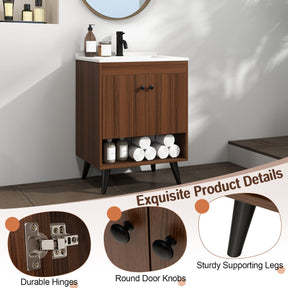 Bathroom Vanity Sink Combo with Doors and Open Shelf