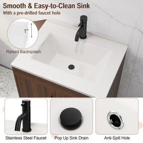 Bathroom Vanity Sink Combo with Doors and Open Shelf