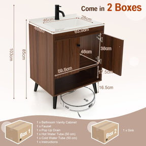 Bathroom Vanity Sink Combo with Doors and Open Shelf