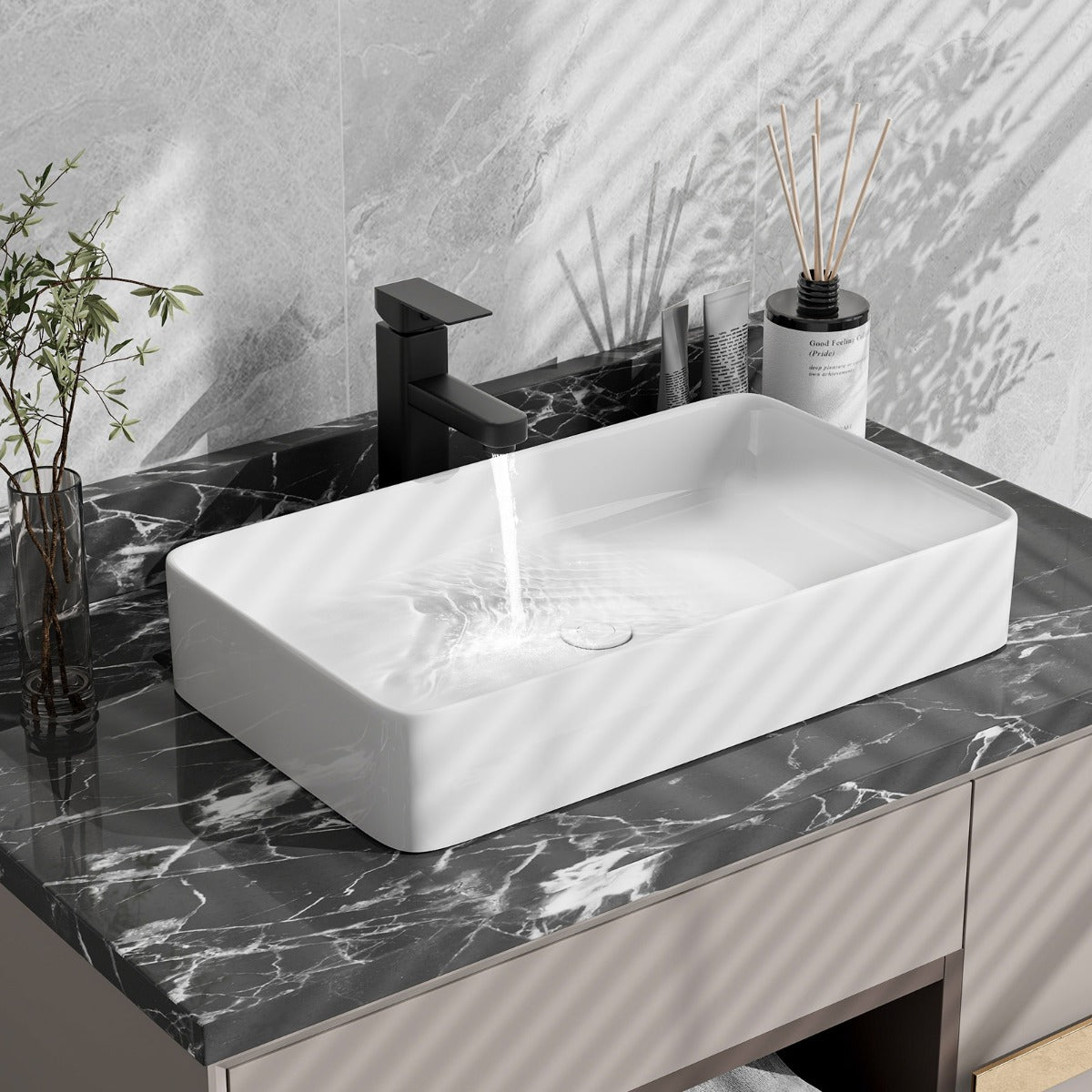 Bathroom Vessel Sink with Pop-up Drain