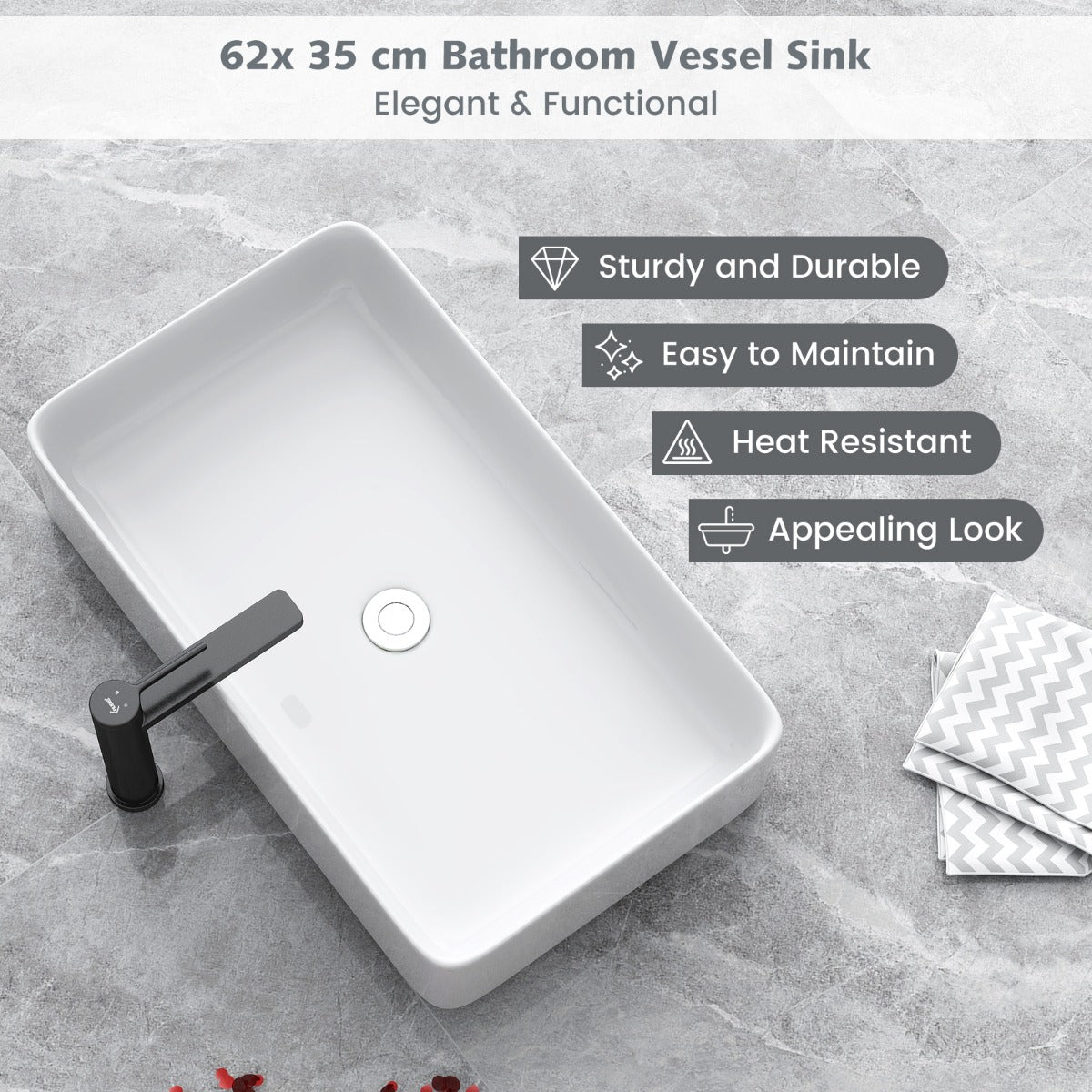 Bathroom Vessel Sink with Pop-up Drain