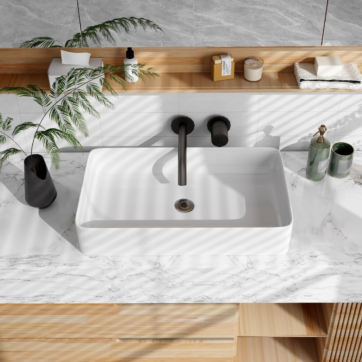 Bathroom Vessel Sink with Pop-up Drain