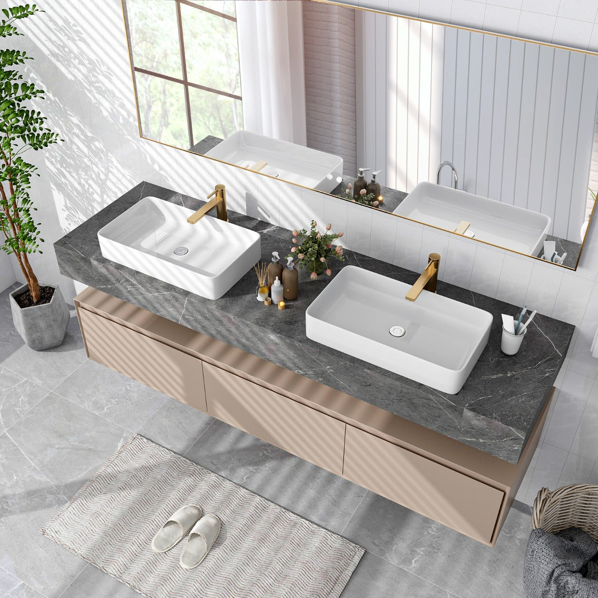 Bathroom Vessel Sink with Pop-up Drain