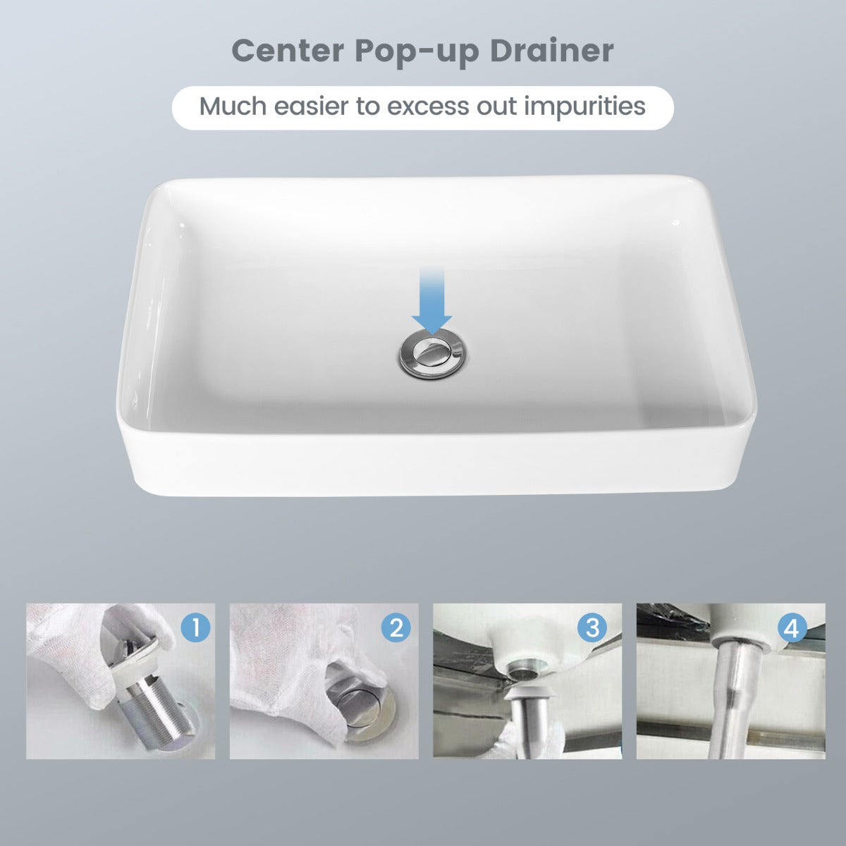 Bathroom Vessel Sink with Pop-up Drain