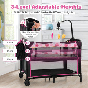 Hikidspace Bedside Baby Crib with Adjustable Height for Newborn Infant