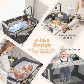 Hikidspace Bedside Baby Crib with Adjustable Height for Newborn Infant