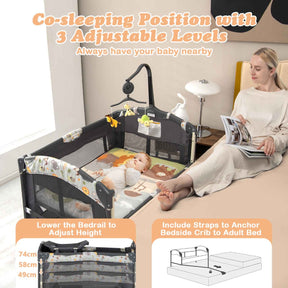 Hikidspace Bedside Baby Crib with Adjustable Height for Newborn Infant