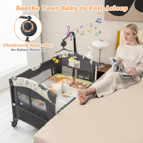 Hikidspace Bedside Baby Crib with Adjustable Height for Newborn Infant