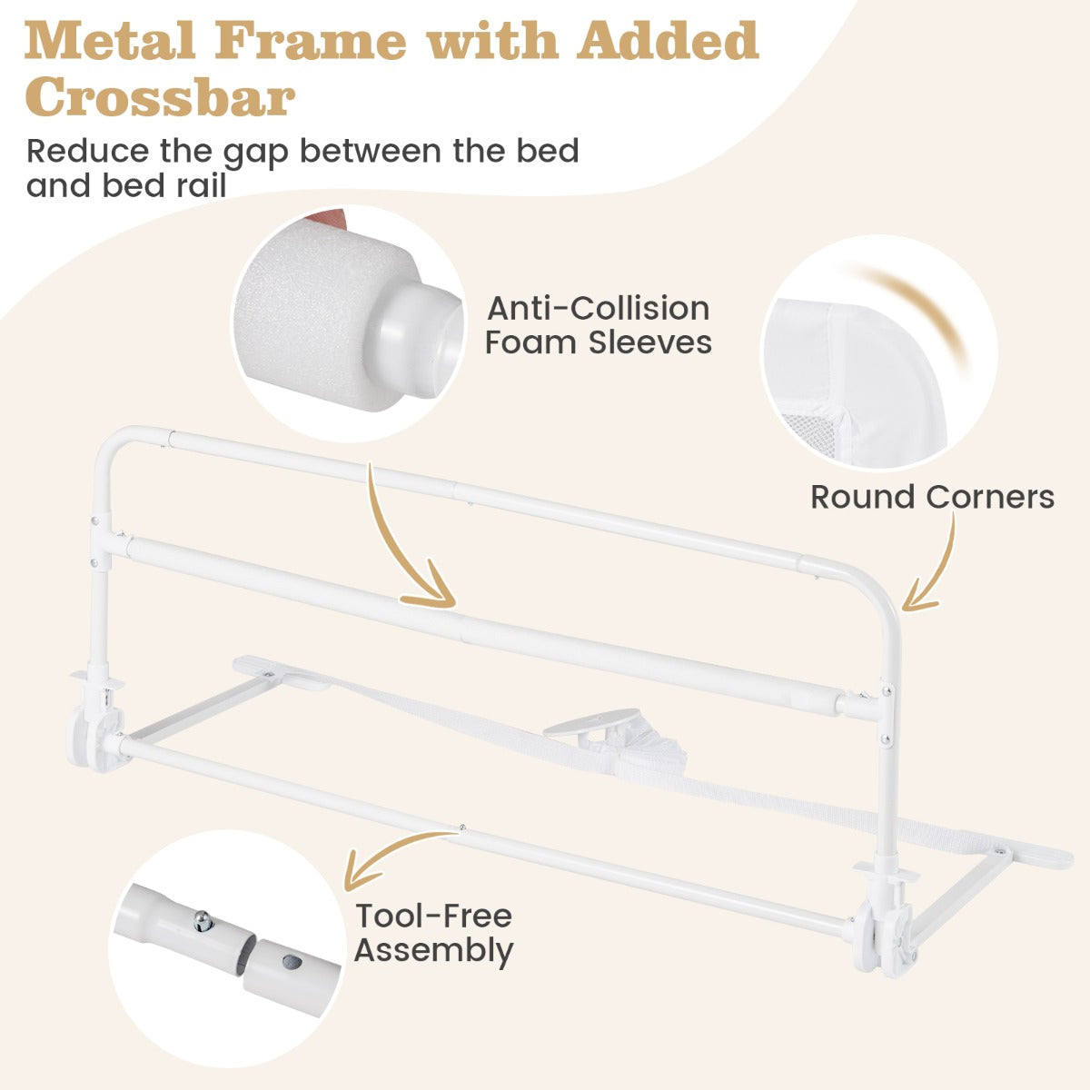 Bed Rail Guard for Toddlers with Removable and Washable Cover