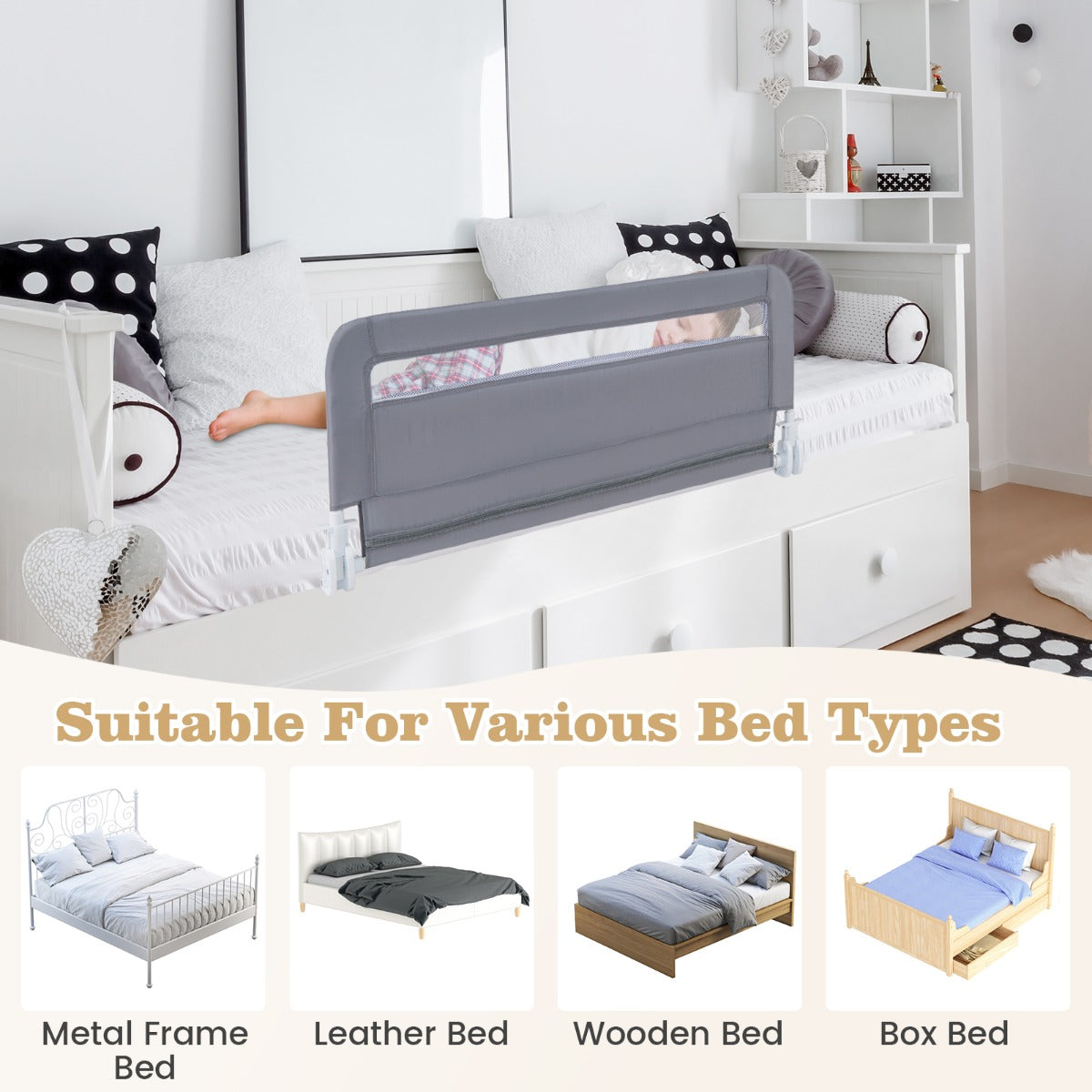 Bed Rail Guard for Toddlers with Removable and Washable Cover