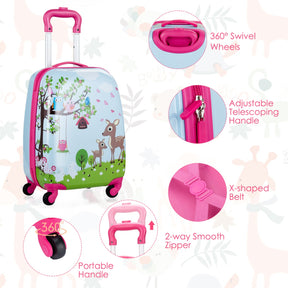 2 Pieces Kids Luggage Set with 4 Casters & Retractable Handle
