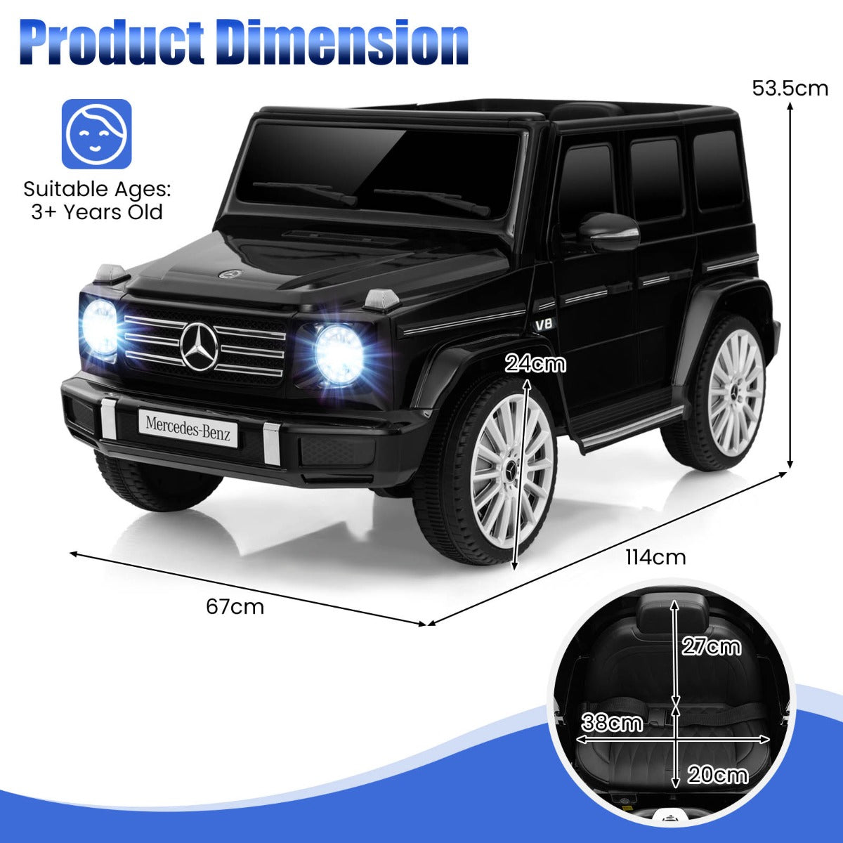 Licensed Mercedes-Benz G500 Kids Ride-on Car with Remote