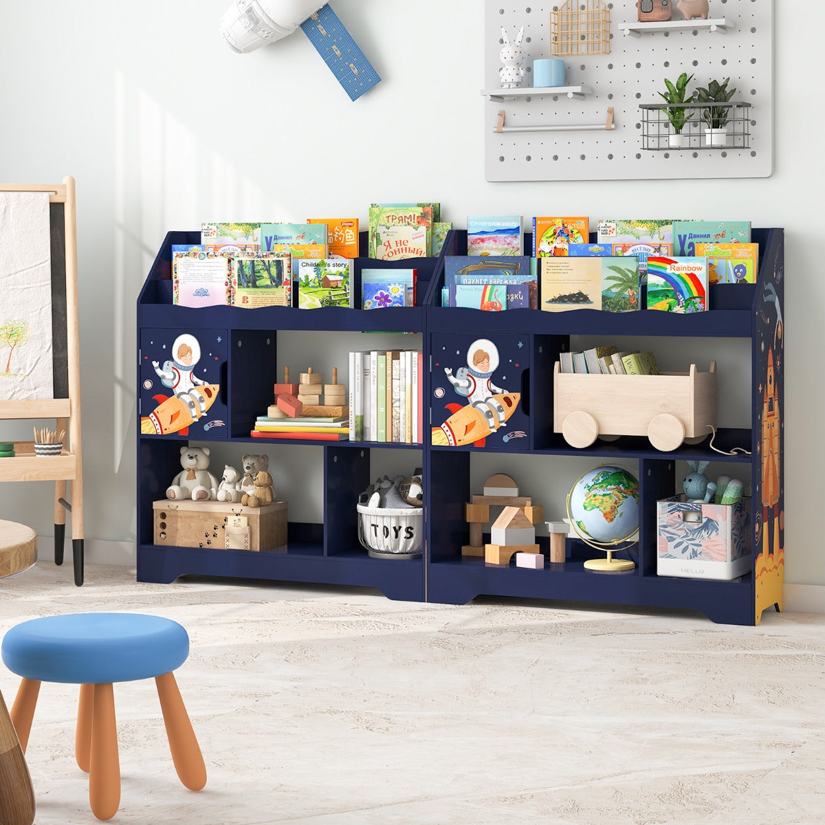Toy Storage Organizer Display Stand for Playroom-Blue