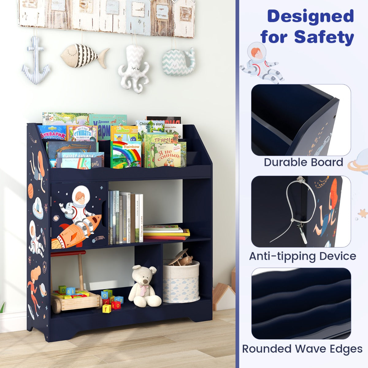Toy Storage Organizer Display Stand for Playroom-Blue