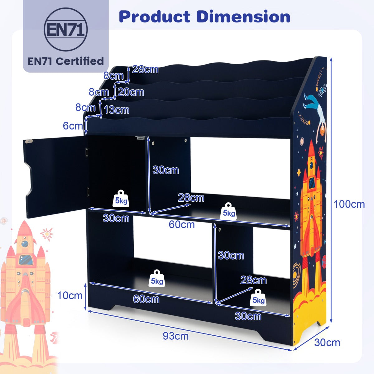 Toy Storage Organizer Display Stand for Playroom-Blue