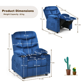 Kids Youth Recliner Chair with Cup Holders and Side Pockets for Boys Girls 3+ Age Group