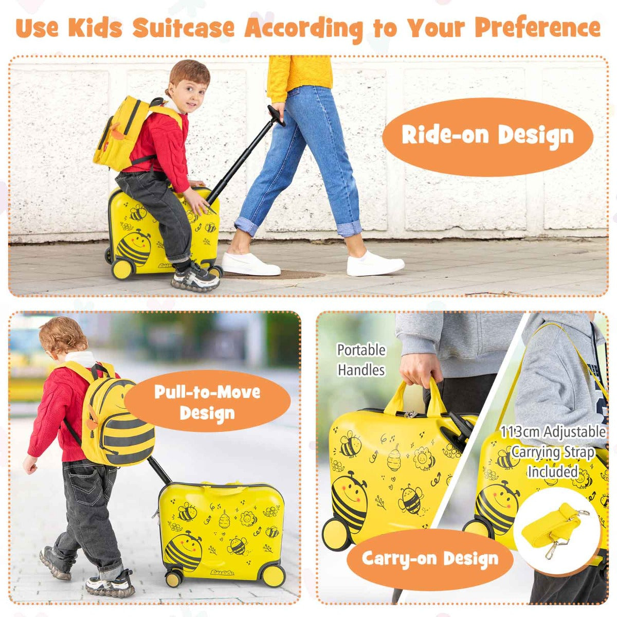 2 PC Kids Luggage Set with Spinner Wheels for Boys & Girls