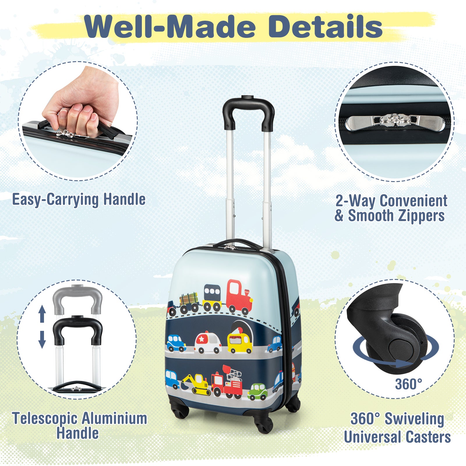 2-Piece Carry-on Luggage Set with Spinner Wheels for Children