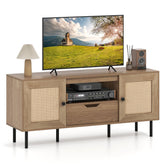 Boho TV Stand for 60 Inch TV Entertainment Center with Cabinets