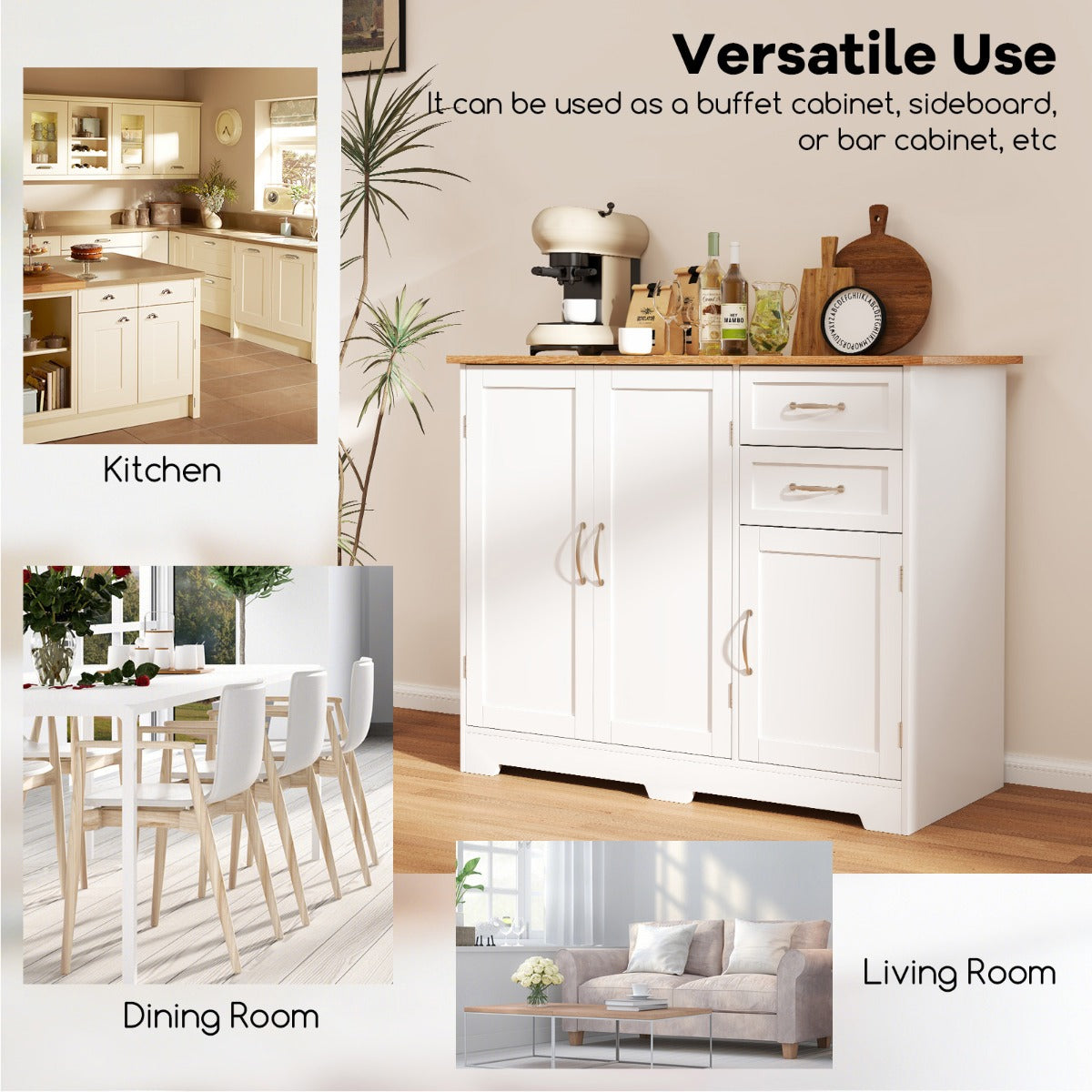 Buffet Sideboard Storage Cabinet with Spacious Table Top