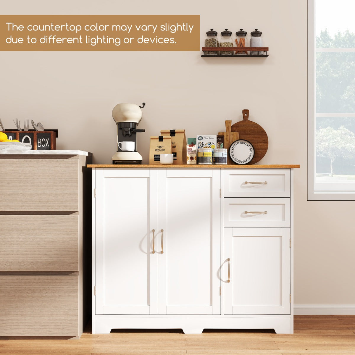 Buffet Sideboard Storage Cabinet with Spacious Table Top