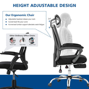 Ergonomic Recliner Mesh Office Chair with Adjustable Headrest for Home Office