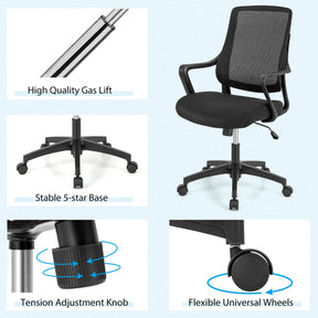 Ergonomic Office Chair with Curved Backrest & Armrest
