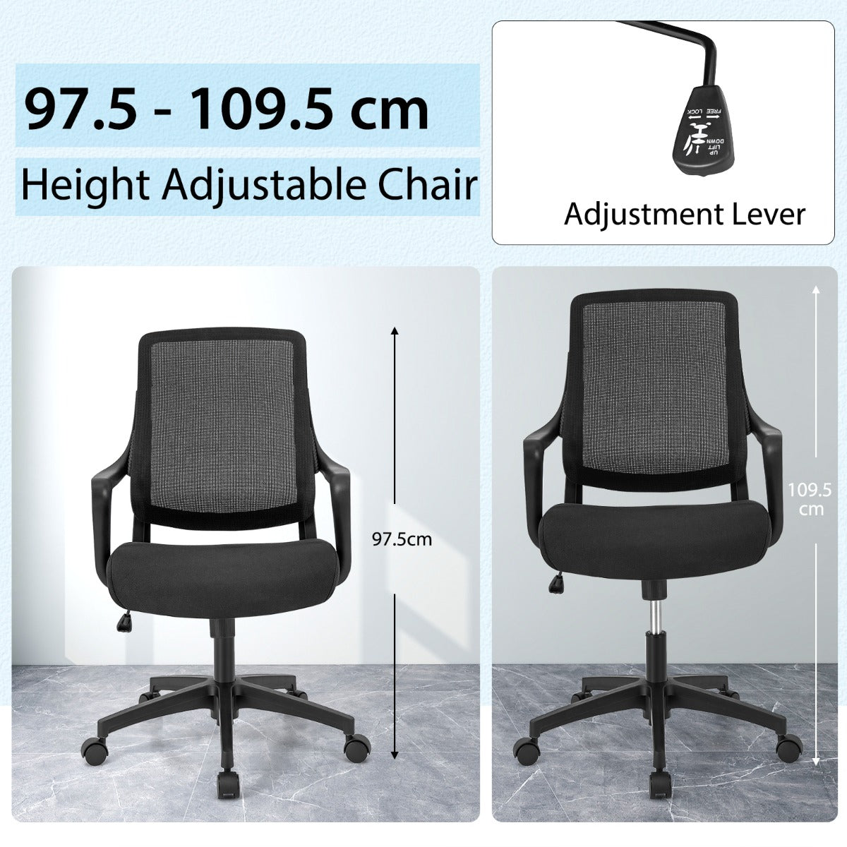 Ergonomic Office Chair with Curved Backrest & Armrest