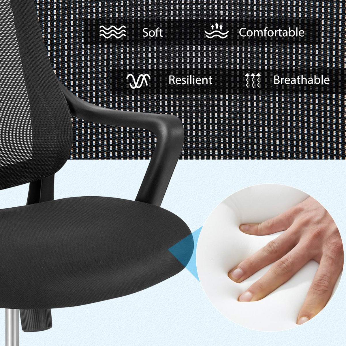 Ergonomic Office Chair with Curved Backrest & Armrest