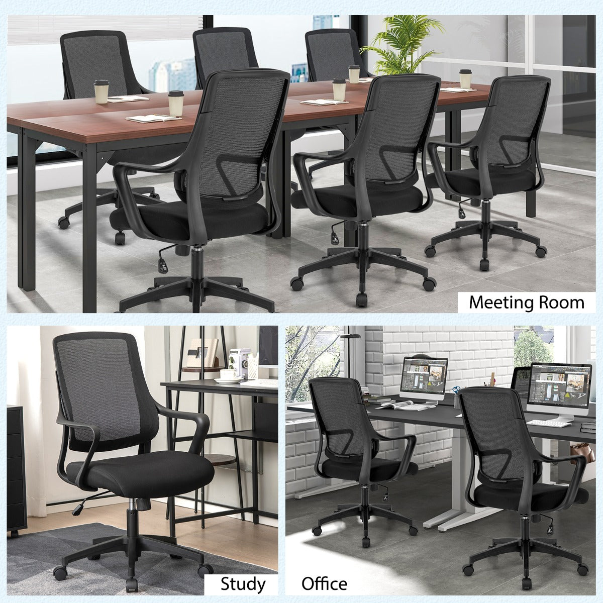Ergonomic Office Chair with Curved Backrest & Armrest