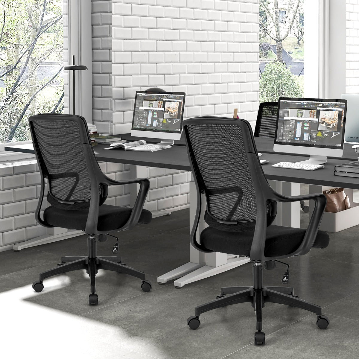 Ergonomic Office Chair with Curved Backrest & Armrest