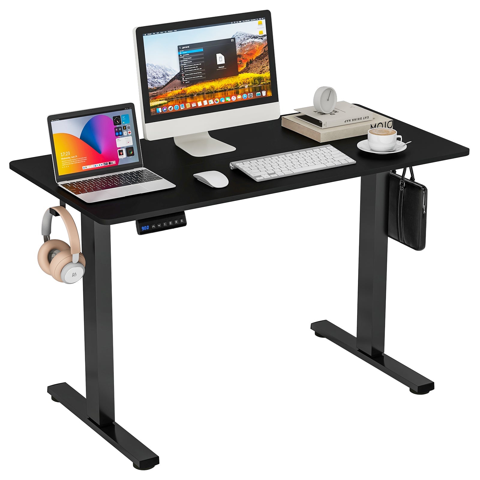 Giantex Electric Standing Desk, 140 x 60 cm Sit Stand Home Office Desk with 3 Memory Height Settings
