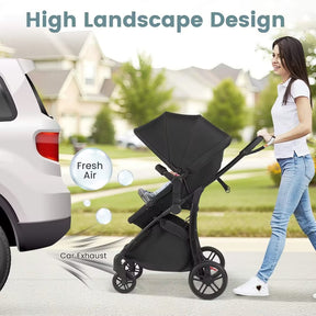 Hikidspace 2-in-1 Foldable Baby Stroller with Reversible Seat and Adjustable Backrest