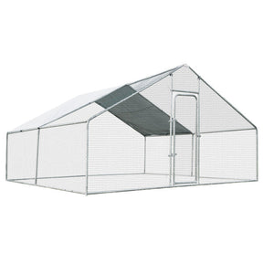 13FT Large Metal Chicken Coop Walk-in Poultry Cage Hen Run House with Waterproof and Anti-Ultraviolet Cover