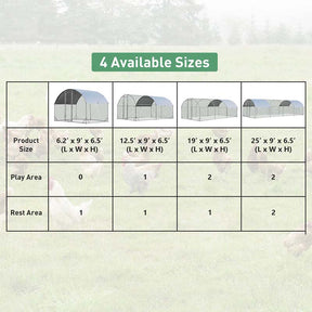 19FT Large Metal Chicken Coop Hen Run House Walk-in Dome Poultry Rabbits Cage with Waterproof Cover