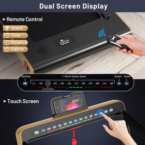 2-in-1 Electric Treadmill 2.25HP Folding Running Machine with Dual Display and Remote Controller