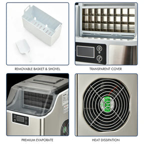 40lbs/24H Portable Countertop Ice Maker Electric Compact Ice Machine with Self-Cleaning