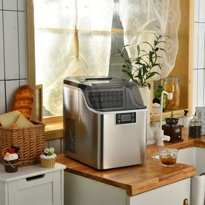 40lbs/24H Portable Countertop Ice Maker Electric Compact Ice Machine with Self-Cleaning