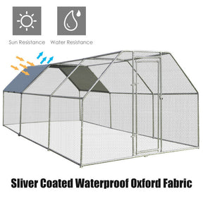9.5FT Large Metal Chicken Coop Walk-in Poultry Cage Pen Dog Kennel Duck House with Waterproof and Anti-Ultraviolet Cover