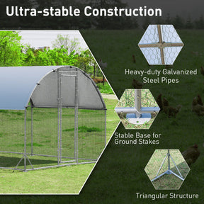 25 FT Large Walk-in Metal Chicken Coop Poultry Cage with Waterproof and Sun-protective Cover