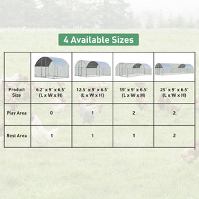 25 FT Large Walk-in Metal Chicken Coop Poultry Cage with Waterproof and Sun-protective Cover