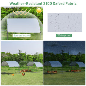 25 FT Large Walk-in Metal Chicken Coop Poultry Cage with Waterproof and Sun-protective Cover