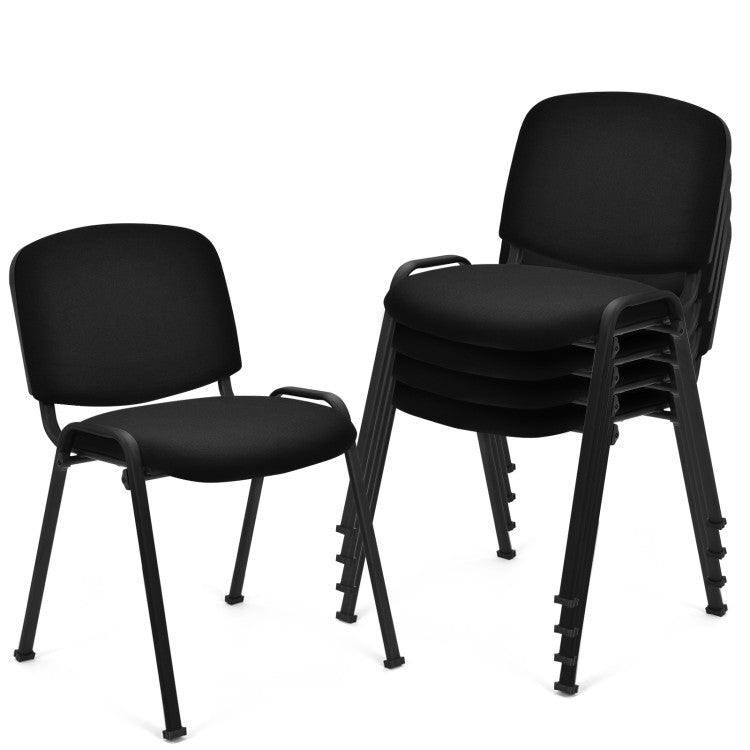 Set of 5 Conference Chair Stackable Side Chair Reception Executive Office Chair Set with Upholstered Seat