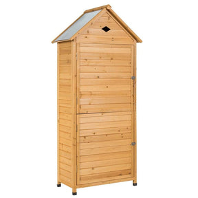 63" Outdoor Lockable Wooden Storage Shed Garden Tool Cabinet with 5 Shelves
