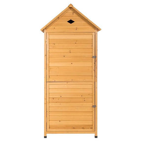 63" Outdoor Lockable Wooden Storage Shed Garden Tool Cabinet with 5 Shelves