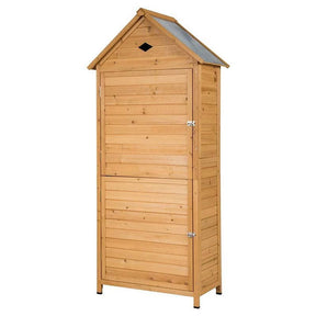 63" Outdoor Lockable Wooden Storage Shed Garden Tool Cabinet with 5 Shelves